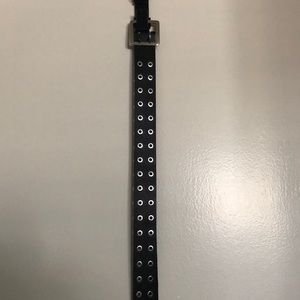 Faux leather grommet belt